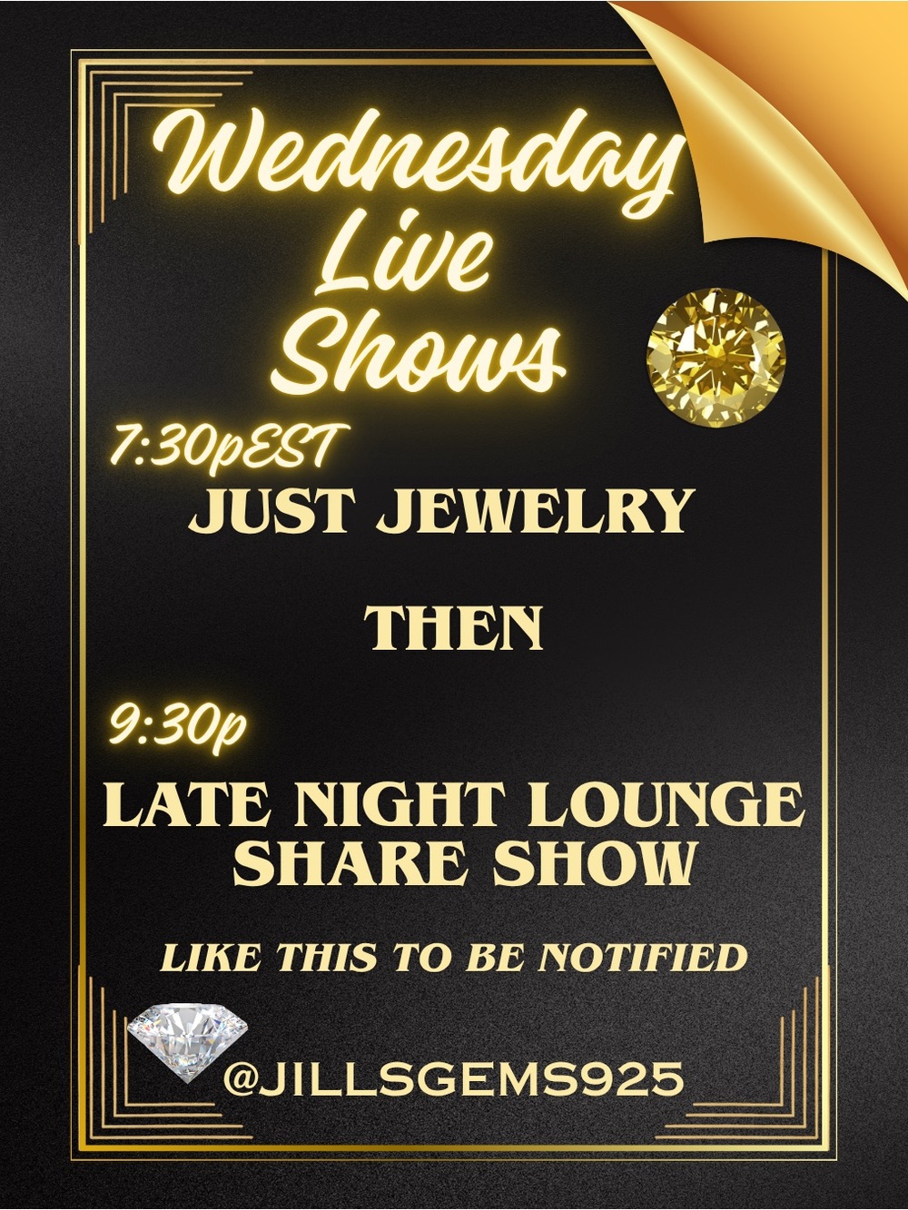 Jillsgems925 is Live💎 Weds - Just Jewelry Live then Late Night Lounge Share Show - Picture 1 of 6
